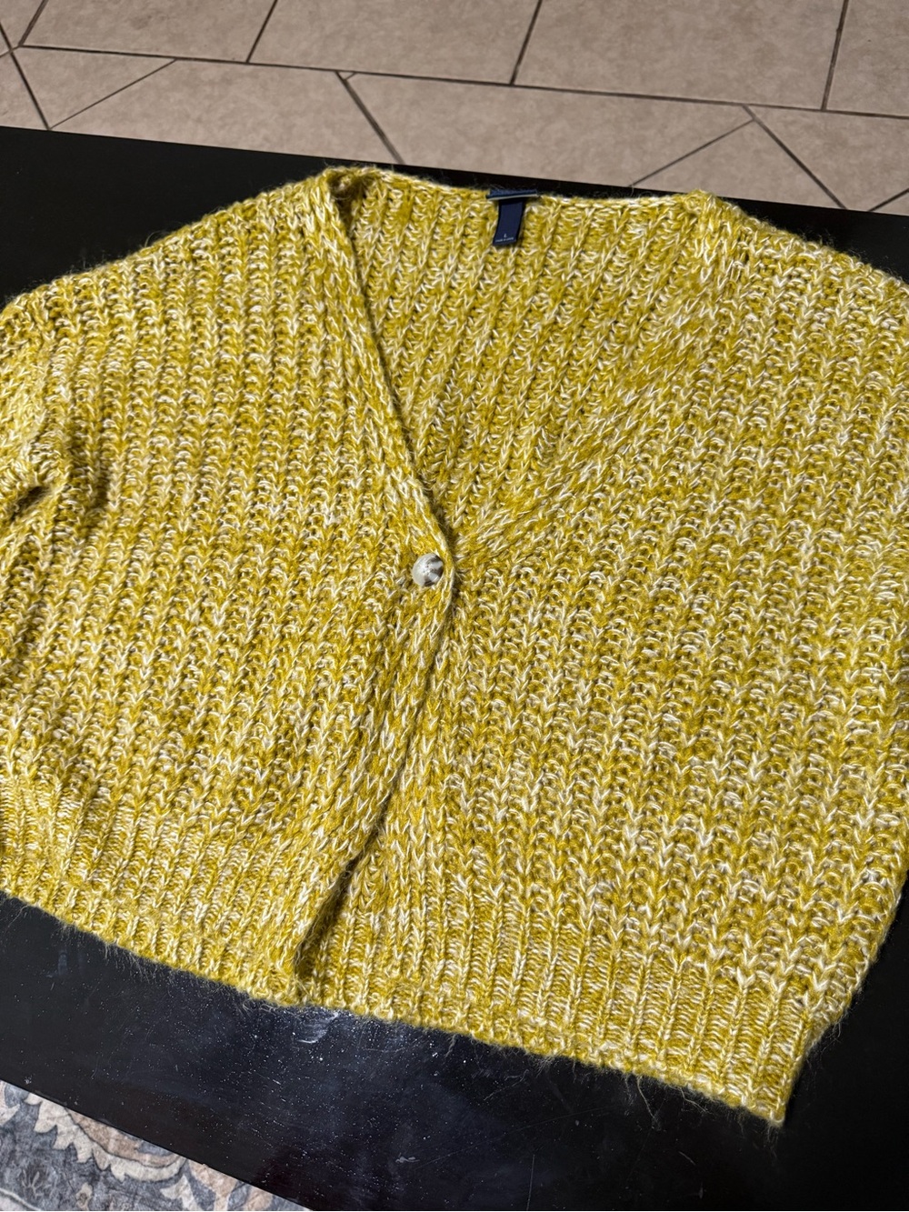 Daytrip Mustard Marled Chunky Knit Cardigan Sweater Size L